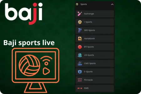 Baji sports live menu